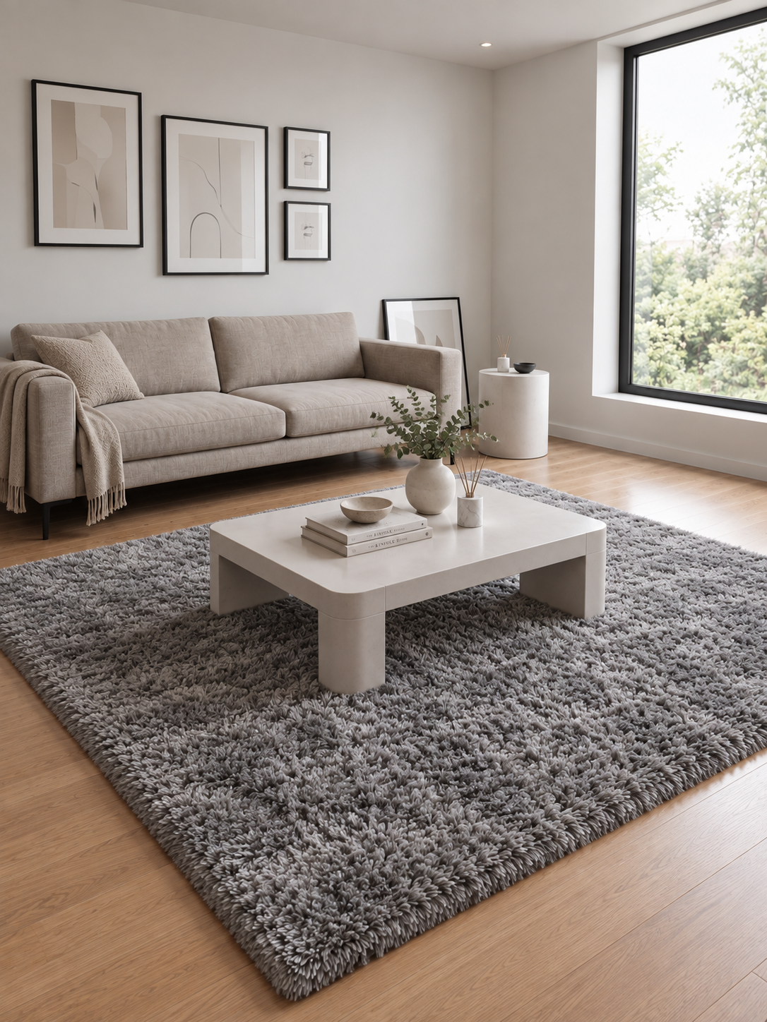 Living Contemporáneo con Alfombra Gris Relieve